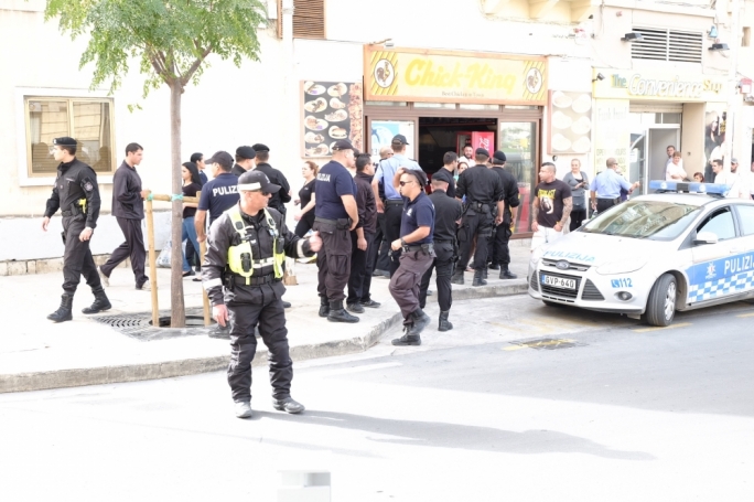 Rapid Intervention Unit officers had to be called in to quell a massive family fight in Bormla. Photo: Chris Mangion